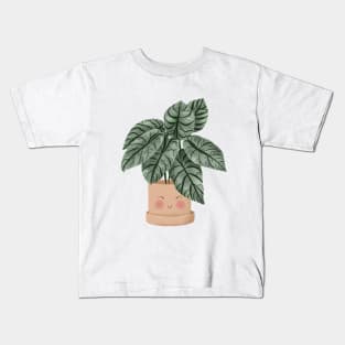 Cute Plant Illustration, Alocasia Silver Dragon Illustration 2 Kids T-Shirt